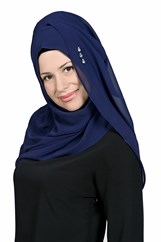 Şifon Hazır Şal - Lacivert